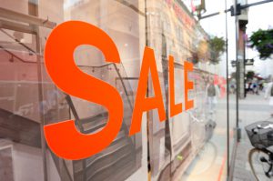 Sale sign in shop window